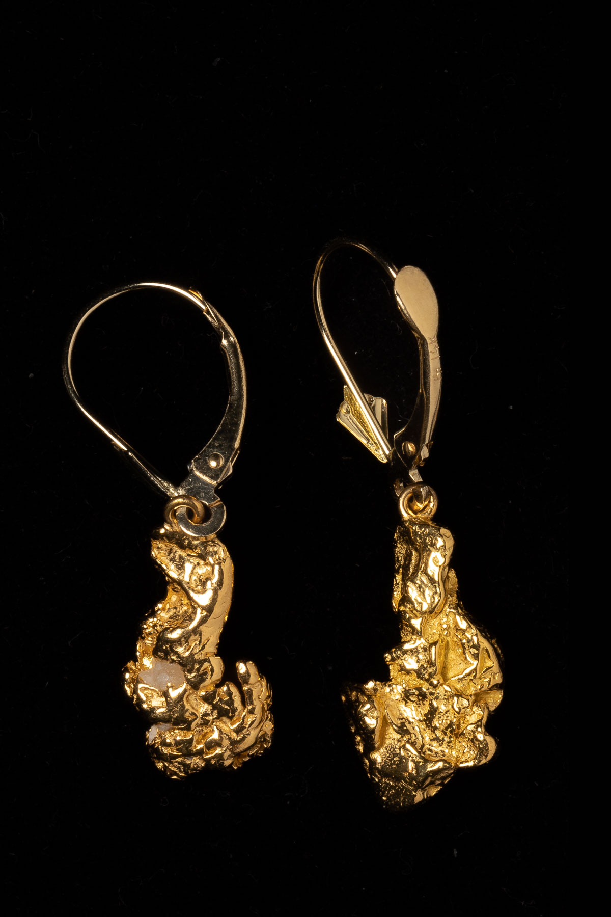 Interesting Pairing Alaska Natural Gold Nugget Earrings - 5.33